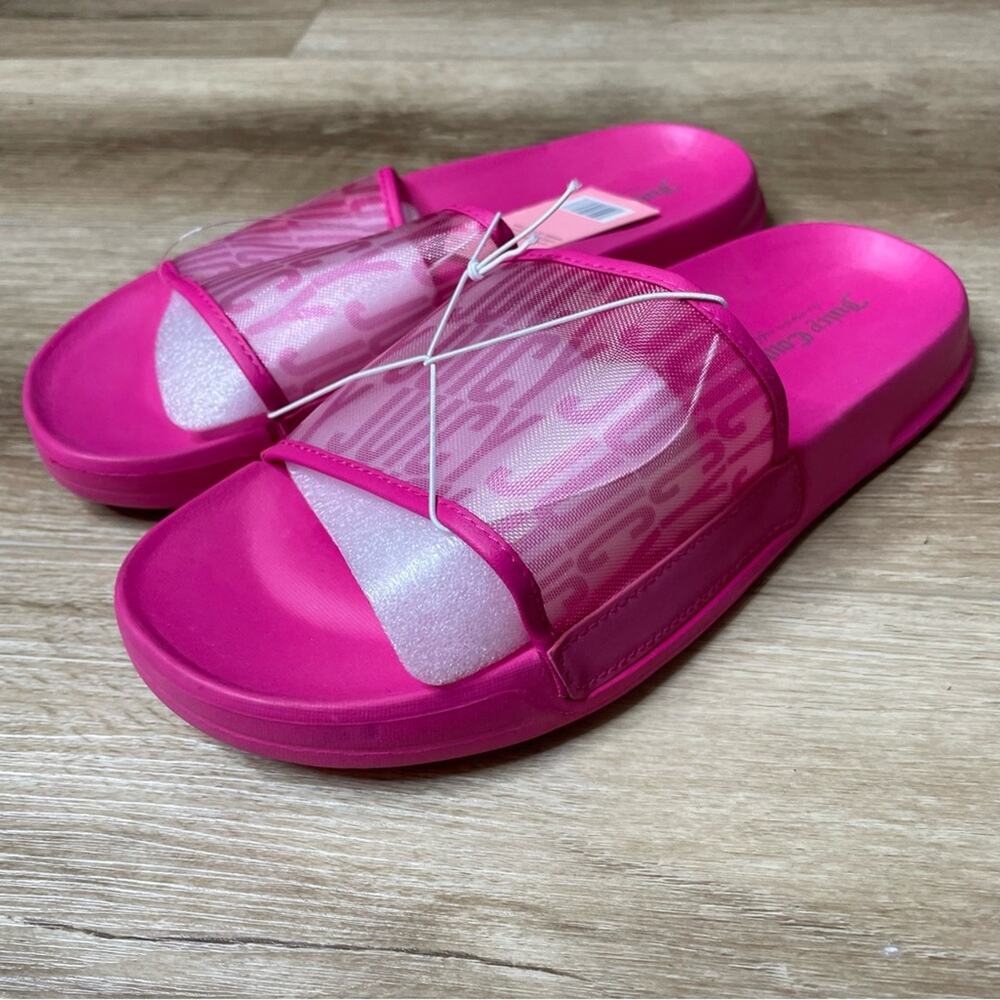 Juicy Couture Women's Bright Pink Logo Mesh Wryter Pool Slide Sandals sz 9 - Picture 6 of 8
